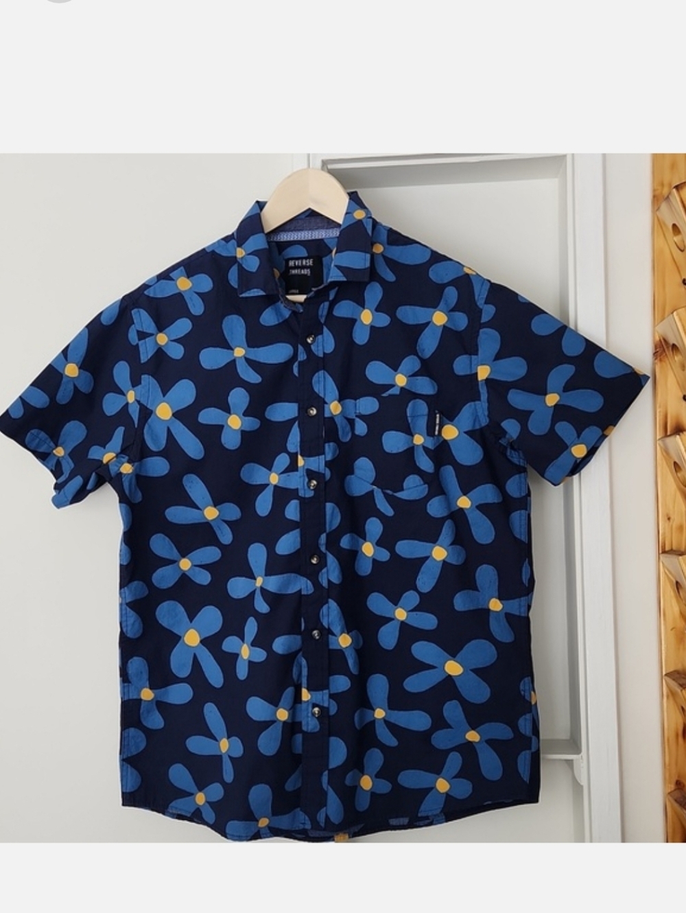 Reverse Threads Floral Cotton Shirt Button Down L